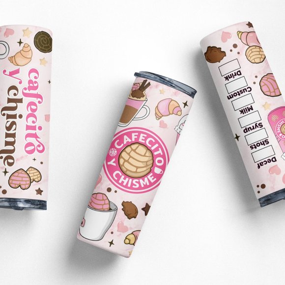 20oz Insulated Tumbler, Cafecito y Chisme, Spanish, Cute - Picture 3 of 8